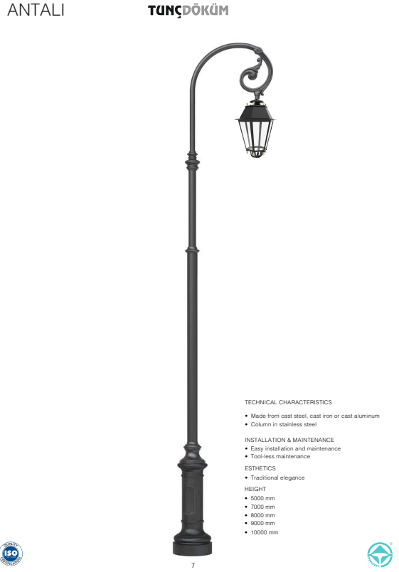 Cast Metal Lighting Poles | Steel, Cast Iron & Aluminum | 5–10 m Heights