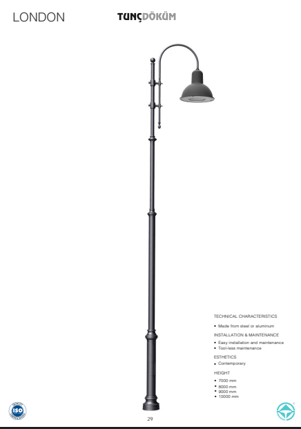 London Cast Metal Lighting Pole | 7–10 m Contemporary & Durable Outdoor Lighting for Gulf Cities