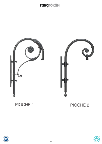 Pioche 1 & Pioche 2 Decorative Lighting Arms | Elegant Cast Metal Brackets for Gulf Outdoor Poles