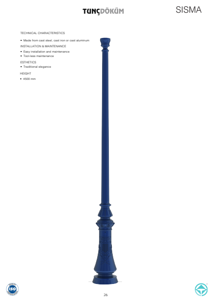 Sisma Cast Metal Lighting Pole | 4.5 m Durable & Elegant Outdoor Lighting for Gulf Cities