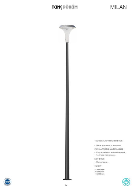 Milan Cast Metal Lighting Pole | 4–6 m Contemporary & Durable Outdoor Lighting for Gulf Cities