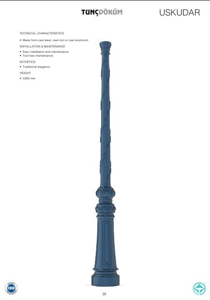 Uskudar Cast Metal Lighting Pole | 5 m Durable & Elegant Outdoor Lighting for Gulf Cities