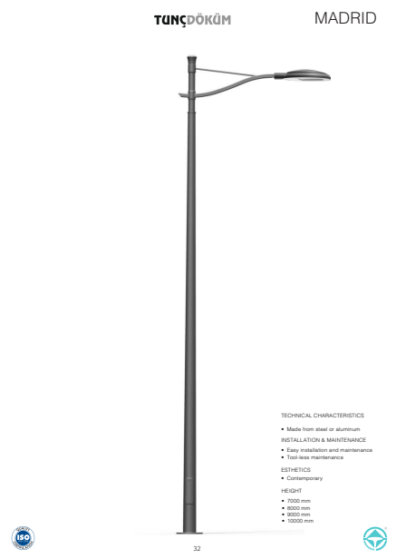 Madrid Cast Metal Lighting Pole | 7–10 m Contemporary & Durable Outdoor Lighting for Gulf Cities