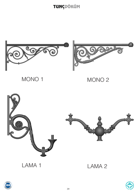 Mono & Lama Decorative Lighting Arms | Artistic Cast Metal Brackets for Gulf Outdoor Lighting