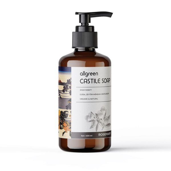 Activated Charcoal & Rosemary Natural Castile Soap – 300 ml