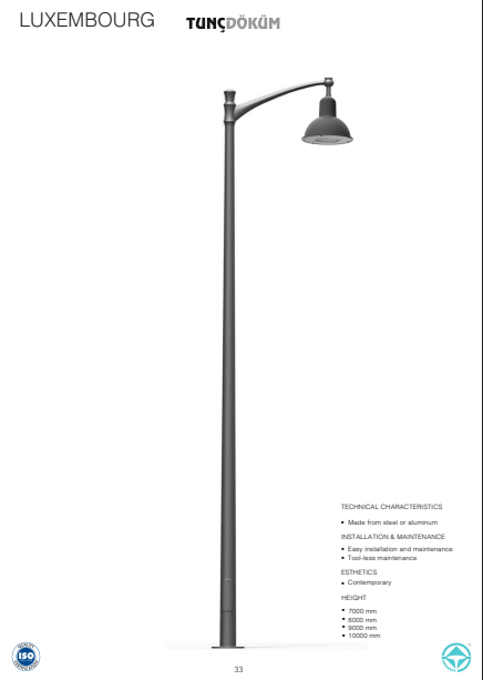Luxembourg Cast Metal Lighting Pole | 7–10 m Contemporary & Durable Outdoor Lighting for Gulf Cities