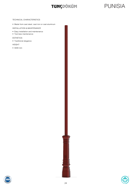 Cast Metal Lighting Pole | 5 m Punisia Model – Durable & Elegant Outdoor Lighting for Gulf Cities
