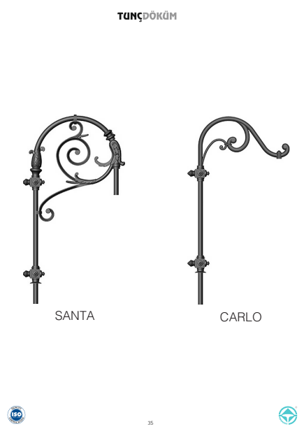 Santa & Carlo Decorative Lighting Arms | Elegant Cast Metal Brackets for Gulf Outdoor Poles
