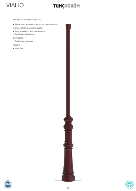 Cast Metal Lighting Pole | 5 m Vialio Model – Durable & Elegant Outdoor Lighting for Gulf Cities