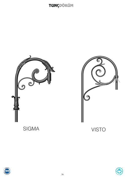 Sigma & Visto Decorative Lighting Arms | Artistic Cast Metal Brackets for Gulf Outdoor Poles